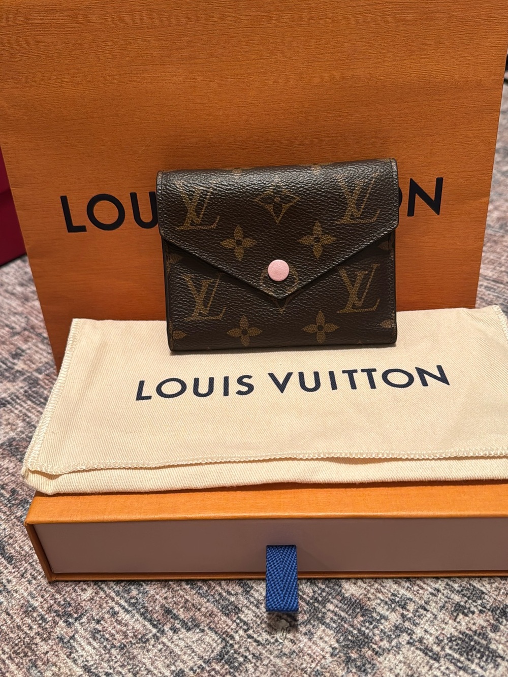 Louis Vuitton Monogram Envelope Wallet with Pink Snap
